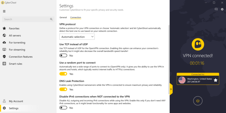 CyberGhost Settings